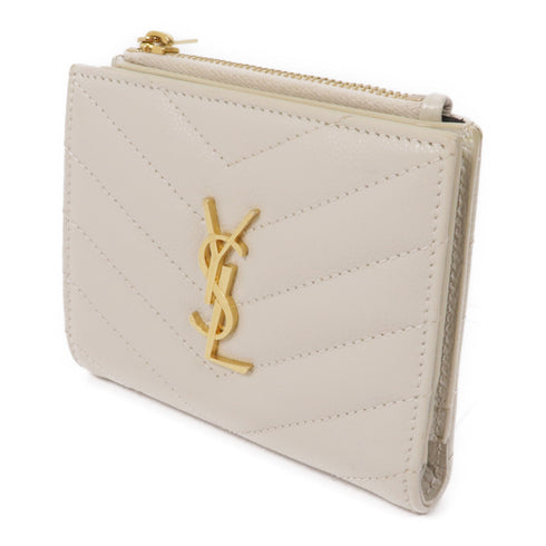 SAINT LAURENT YSL GHW Wallet 575879 Calfskin Leather White