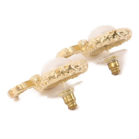 CHANEL CC Earrings Accessories F22/C Metal PVC Gold White