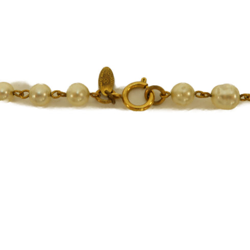 CHANEL CC Necklace Metal Gold/White