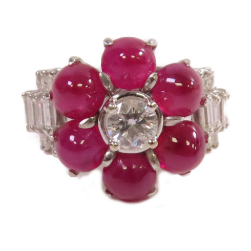 Fine Jewelry Ruby Diamond Ring US #6.5 18K White Gold
