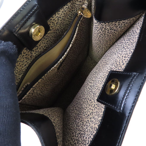 CARTIER GHW Tote Bag Shoulder Bag Calfskin Leather Black