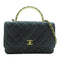 CHANEL Quilted CC GHW Top Handle Wallet On Chain Shoulder Handbag Lambskin Black