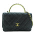 CHANEL Quilted CC GHW Top Handle Wallet On Chain Shoulder Handbag Lambskin Black
