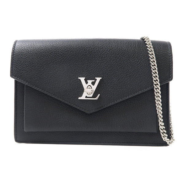 LOUIS VUITTON LV SHW Mylockme Chain Shoulder Bag M63471 Calfskin Leather Black v2