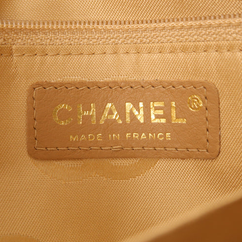 CHANEL Quilted CC GHW Tote Bag Handbag Calfskin Leather Beige