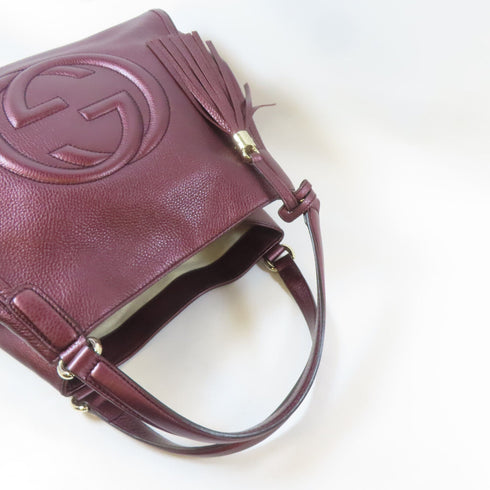 GUCCI GG GHW Shoulder Handbag 232309 Calfskin Leather Dark Purple