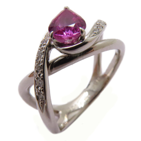 FINE JEWELRY 0.84ct Pink Sapphire 0.06ct Diamond Ring PT900 Platinum US#6.25