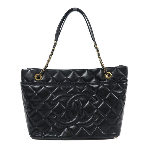 CHANEL CC GHW Chain Shoulder Bag Calfskin Leather Black v8