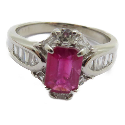 FINE JEWELRY 1.11ct Ruby 0.47ct Diamond Ring US#6.25 PT900 Platinum