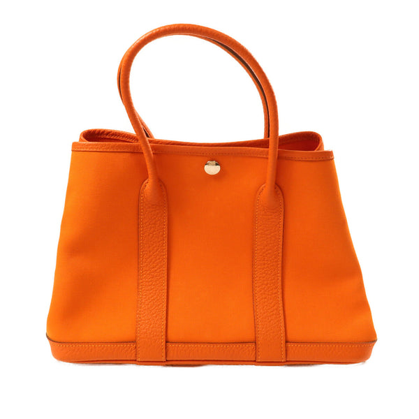 HERMES PHW Garden Party TPM Tote Bag Canvas Orange