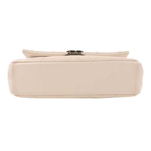 CHANEL CC Matelasse Small Flap Chain Shoulder Bag AS2302 Calfskin Leather White