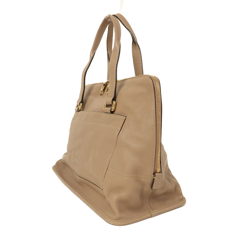 LOEWE GHW Shoulder Tote Hand Bag Calfskin Leather Brown