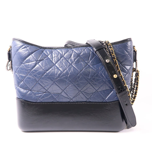 CHANEL CC Gabrielle Chain Shoulder Bag Calfskin Leather Blue/Black