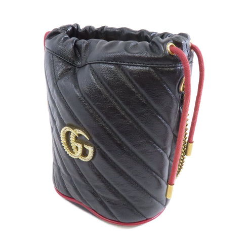 GUCCI GHW GG Marmont Chain Shoulder Bag 573817 Calfskin Leather Black