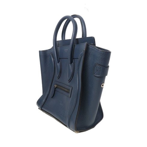 CELINE SHW Luggage Handbag Calfskin Leather Blue v1