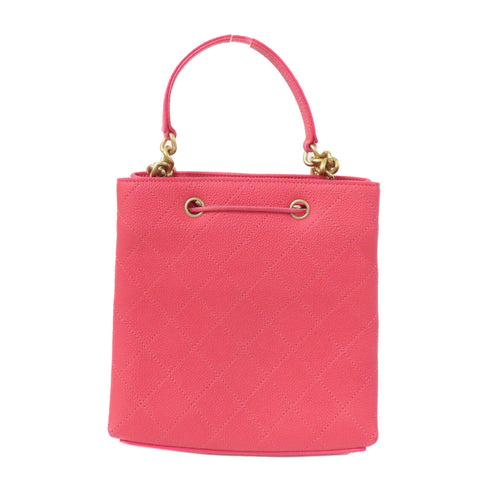 CHANEL Quilted CC GHW Bolsa CC Drawstring 2 Way Bag Handbag Calfskin Pink