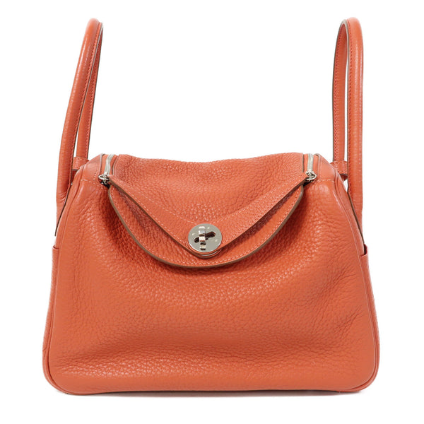 HERMES PHW Lindy 26 2 Way Shoulder Bag Taurillon Clemence Capucine