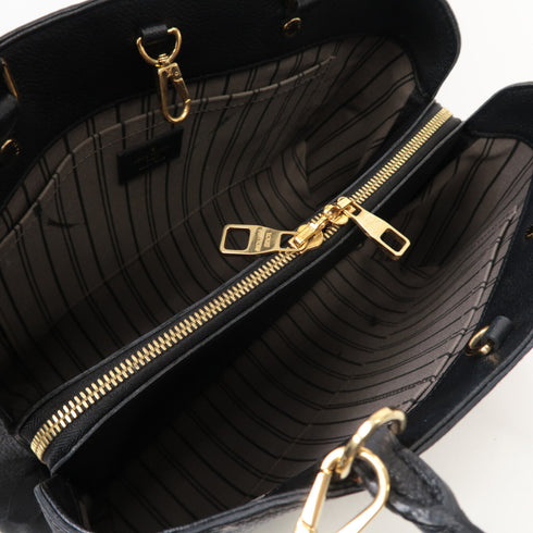 LOUIS VUITTON LV GHW Montaigne MM 2 Way Bag M41048 Monogram Empreinte Black Noir