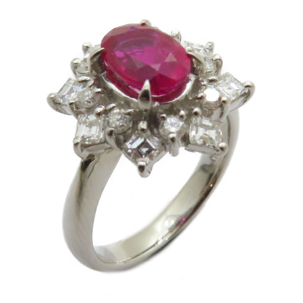 FINE JEWELRY 1.27ct Ruby 0.75ct Diamond Ring US#5.75 PT900 Platinum