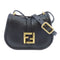 FENDI GHW C`mon Mini Shoulder Bag Handbag 7AS219 Calfskin Leather Black