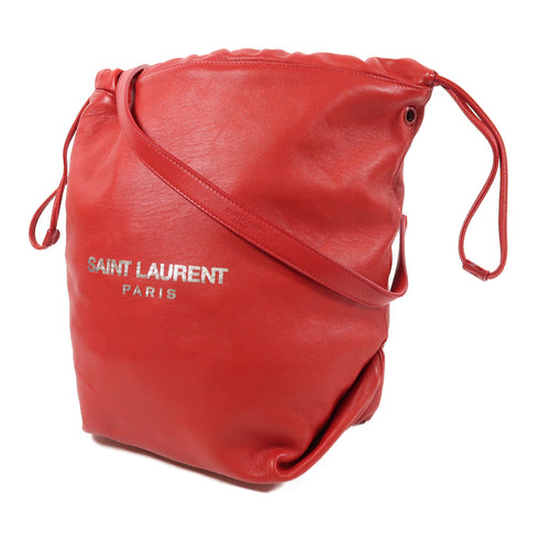SAINT LAURENT YSL SHW Bucket Shoulder Bag 538447 Calfskin Leather Red