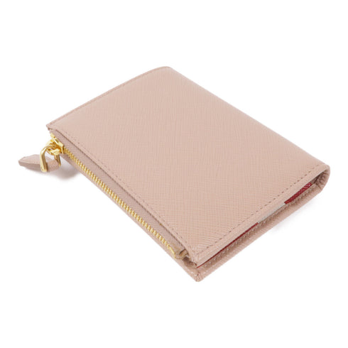 PRADA GHW Wallet Saffiano Leather Beige