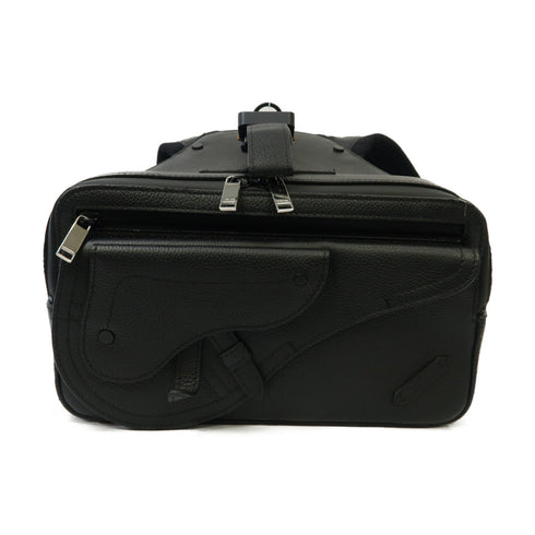 Christian Dior CD SHW Saddle Backpack Rucksack Calfskin Leather Black