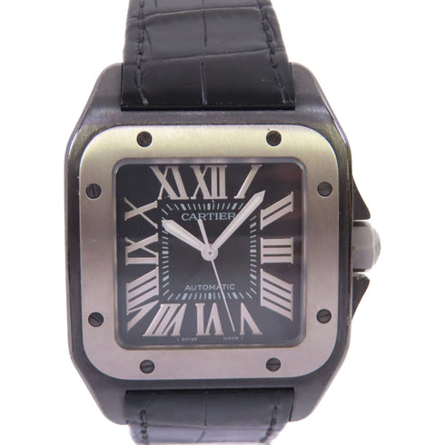 CARTIER Santos 100 Carbon Automatic Watch SS Titanium W2020010 Black