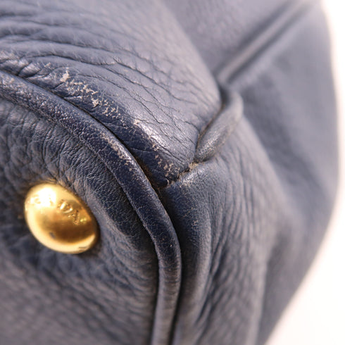 PRADA GHW Handbag Calfskin Leather Navy BN2420