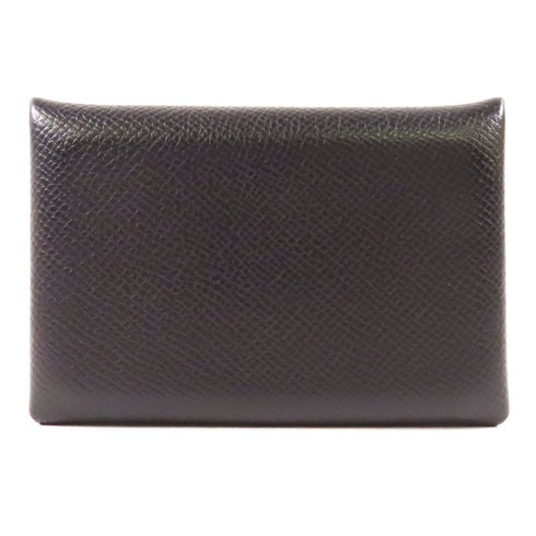 HERMES Calvi Verso Card Holder Card Case Epsom Leather Black Noir