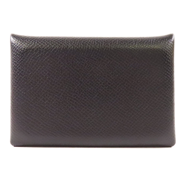 HERMES Calvi Verso Card Holder Card Case Epsom Leather Black Noir