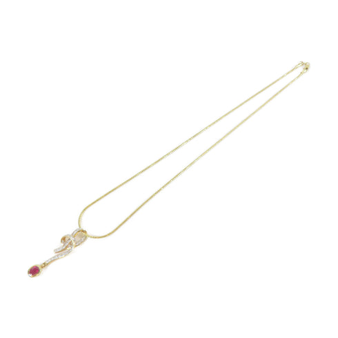 FINE JEWELRY 8.84g Ruby Necklace 18K Yellow Gold #40cm