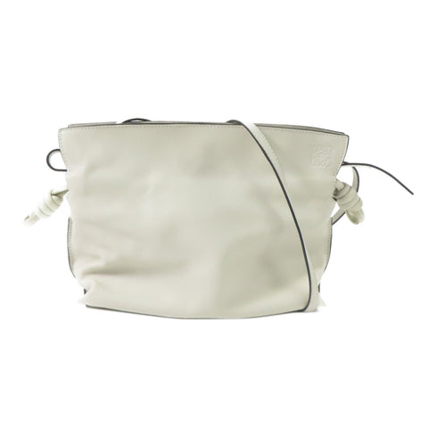 LOEWE GHW Flamenco Clutch Mini Shoulder Bag Calfskin Leather White