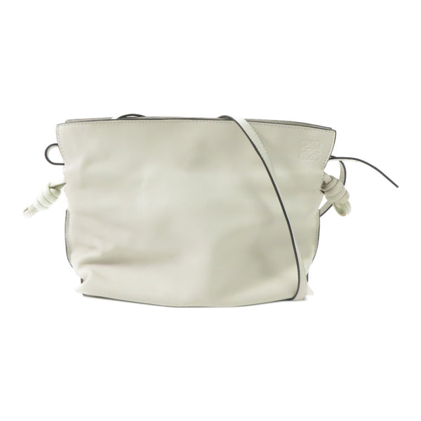 LOEWE GHW Flamenco Clutch Mini Shoulder Bag Calfskin Leather White