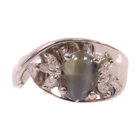 Fine Jewelry 1.457ct Cat Eye 0.15ct Diamond Ring US#6.75 PT900 Platinum