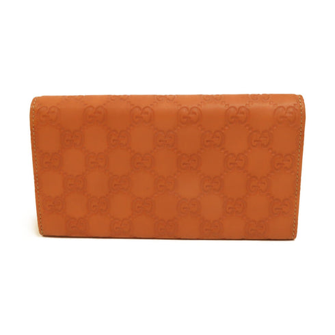 GUCCI GG GHW Long Wallet Calfskin Leather Orange