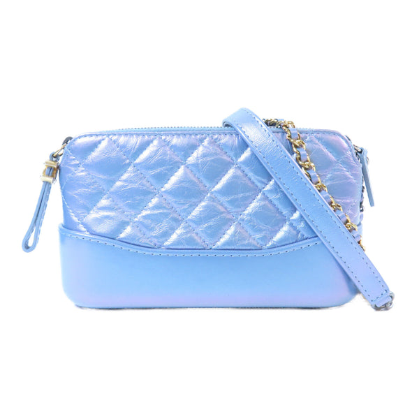 CHANEL Quilted CC Chain Shoulder Bag Calfskin Leather Light Blue
