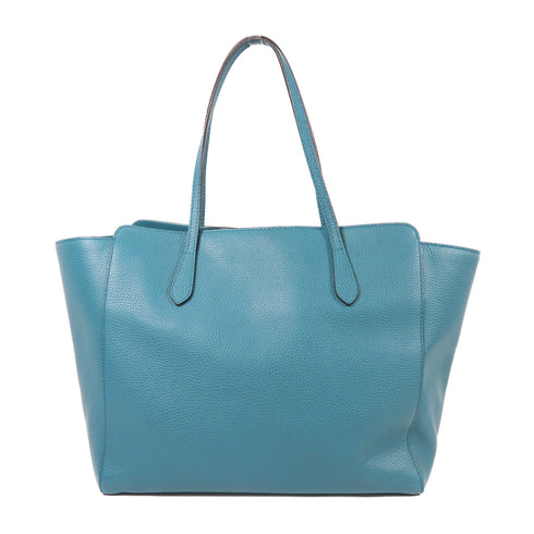 GUCCI GG GHW Swing Shoulder Tote Bag 354397 Calfskin Leather Turquoise