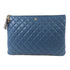 CHANEL CC GHW Pouch Clutch Bag Lambskin Leather Dark Blue