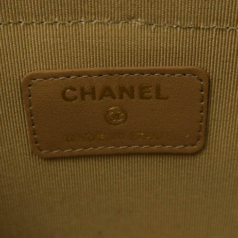 CHANEL Quilted CC GHW Chain Shoulder Bag Calfskin Leather Gold Color