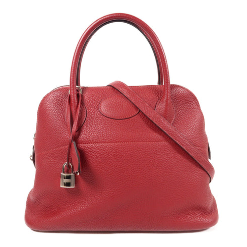 HERMES PHW Bolide 31 2 Way Shoulder Bag Taurillon Clemence Leather Rouge Vif