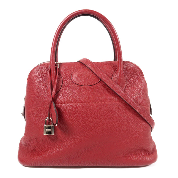 HERMES PHW Bolide 31 2 Way Shoulder Bag Taurillon Clemence Leather Rouge Vif