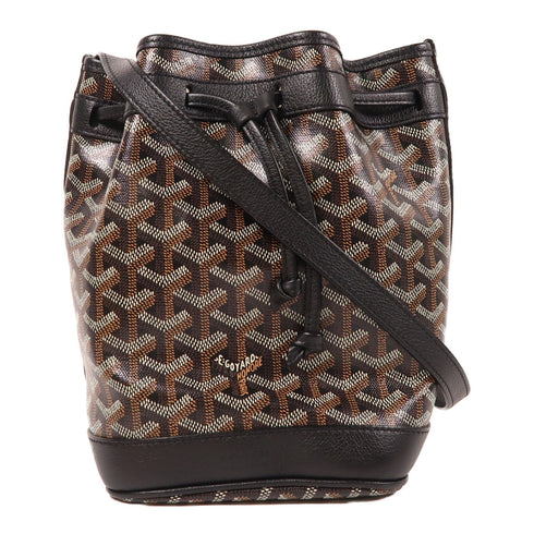 GOYARD SHW Petit Flot Bucket Shoulder Bag Coated Canvas Black Brown