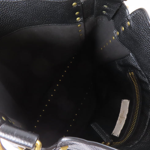 Valentino GHW Tote Bag Shoulder Bag Calfskin Leather Black