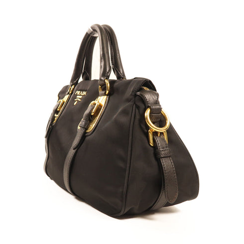 PRADA GHW 2 Way Shoulder Bag BN1903 Nylon Leather Black