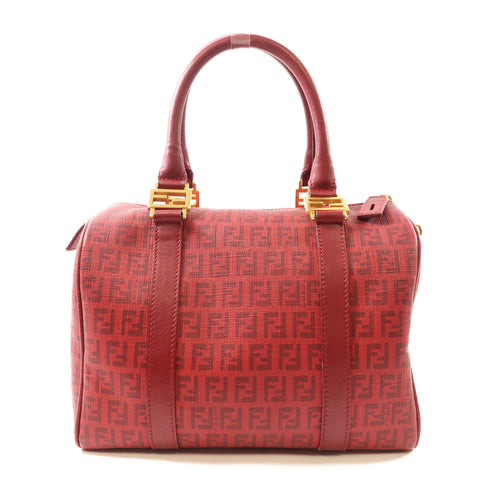 FENDI GHW Handbag Coated Canvas Red 8BL068 FB5