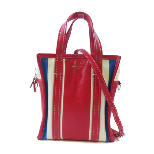 BALENCIAGA SHW Bazar 2 Way Shoulder Handbag 513989 Calfskin Leather Red White