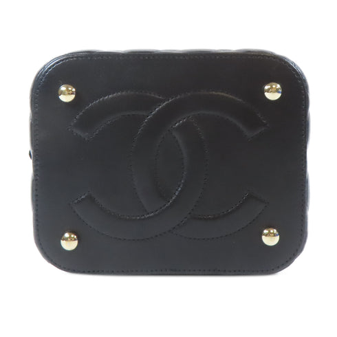 CHANEL Quilted CC GHW Vanity Chain Shoulder Bag Lambskin Leather Black