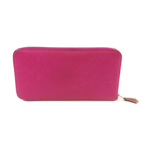 HERMES PHW Azap Silk'In Zipper Long Wallet Epsom Leather L3 Rose Pourpre