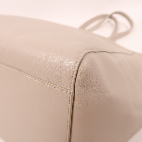 Furla GHW Shoulder Tote Bag Calfskin Leather Light Khaki